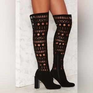 Jeffrey Campbell Black Cutout Over the Knee Boots
